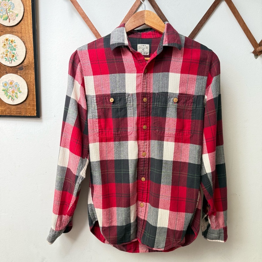 J. Crew Flannel Plaid Button Up 2 Pocket Shirt
